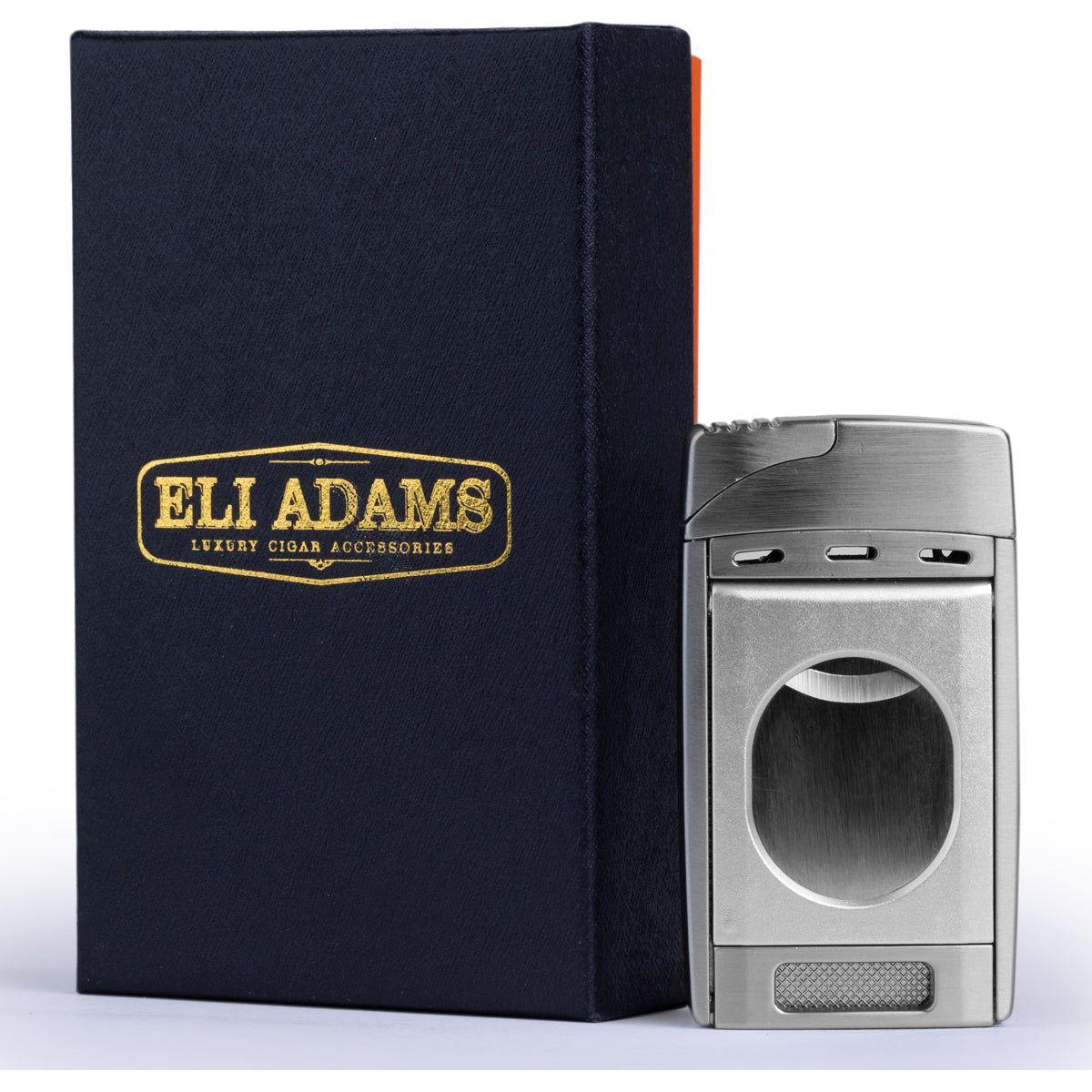 Silver Color Dual Jet Torch Lighter with Cutter Combo