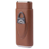 Brown Flat Pattern Leather Cigar Carry Case for 3 Cigars