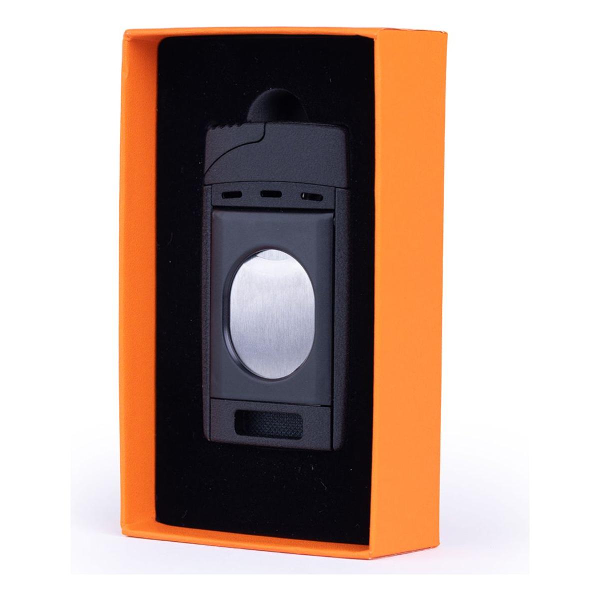 Black Color Dual Jet Torch Lighter with Cutter Combo