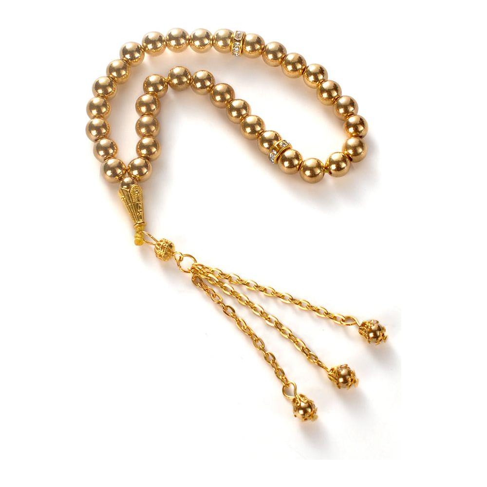 Gold Tone Stainless Steel 33 Stone Prayer Beads Tesbih Tasbih