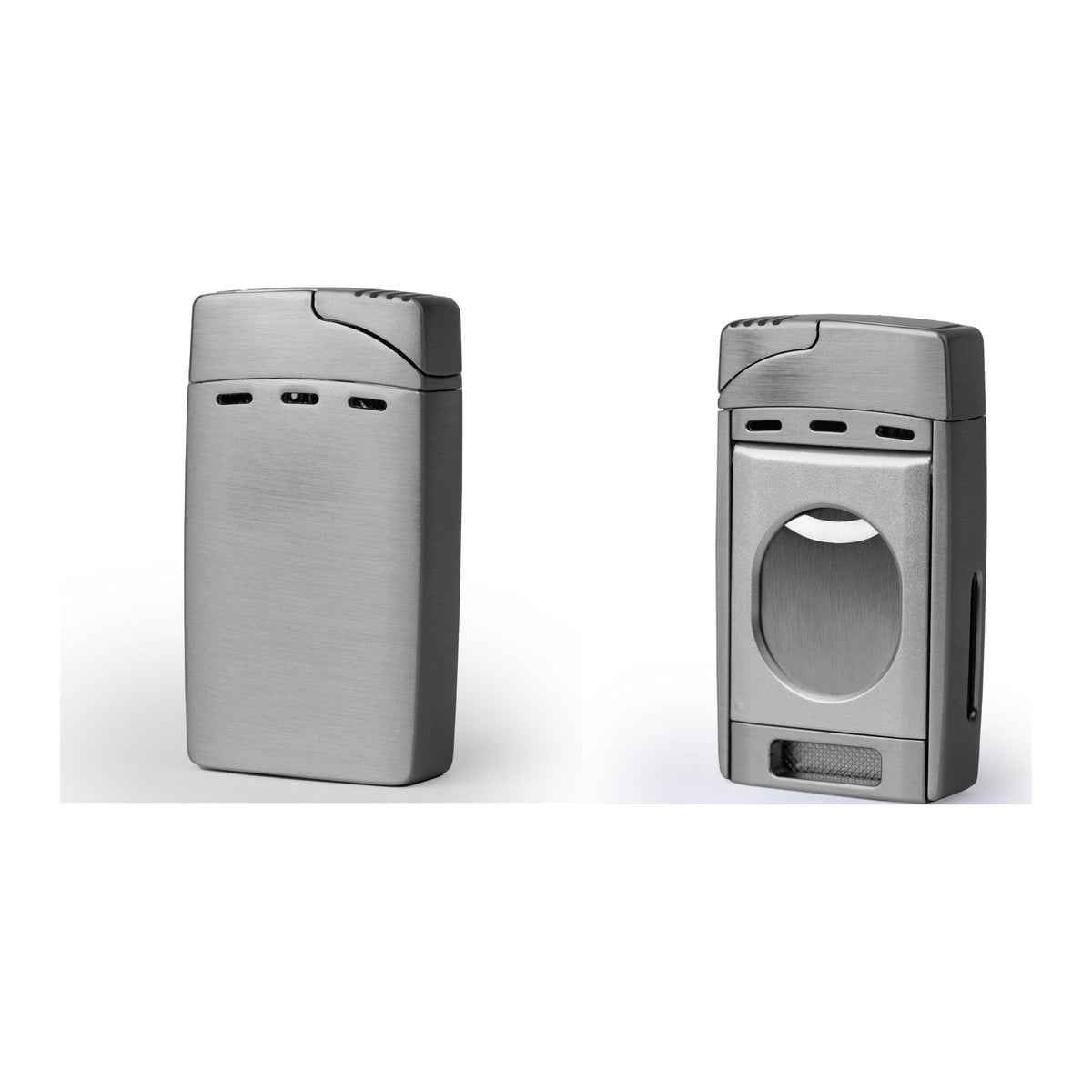 Silver Color Dual Jet Torch Lighter with Cutter Combo