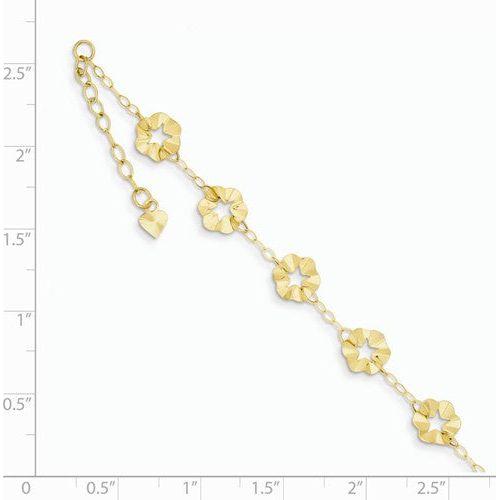 ANKQGANK176-9 14k Adjustable Flower Anklet