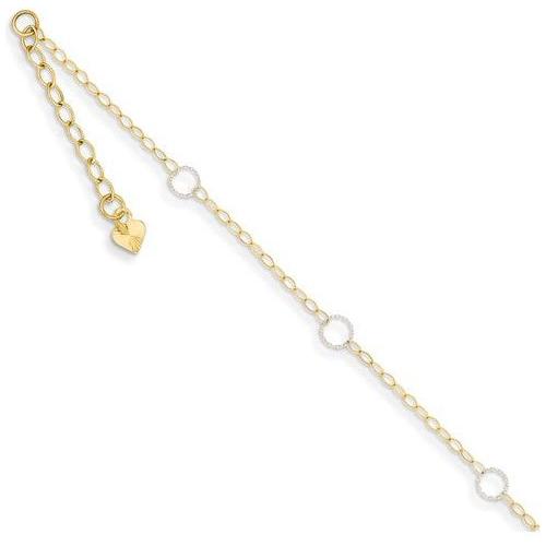 ANKQGANK184-9 14k Two-Tone Adjustable Circle Anklet