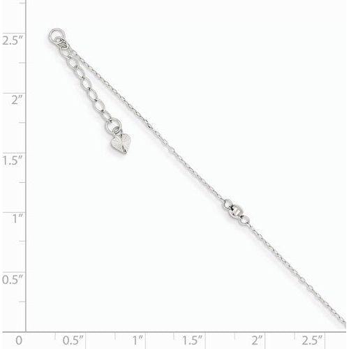 ANKQGANK191-9 14K White Gold Mirror Beaded Anklet