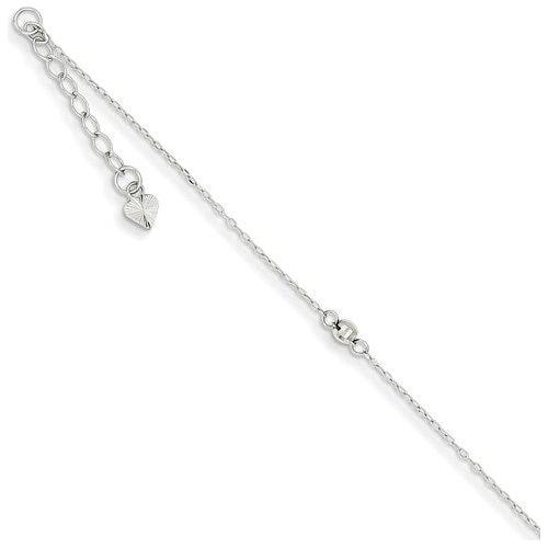 ANKQGANK191-9 14K White Gold Mirror Beaded Anklet