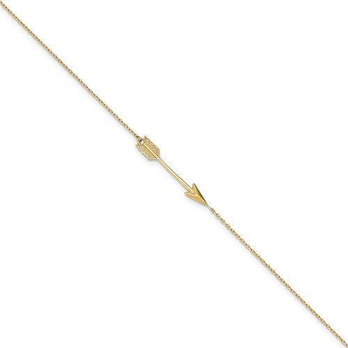 ANKQGANK275-9 14K Polished Arrow With 1 IN EXT Anklet