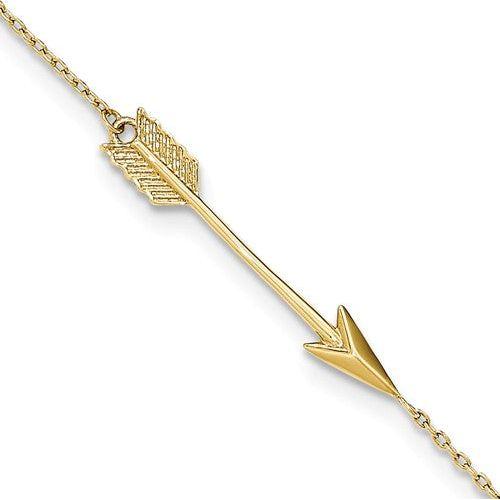 ANKQGANK275-9 14K Polished Arrow With 1 IN EXT Anklet