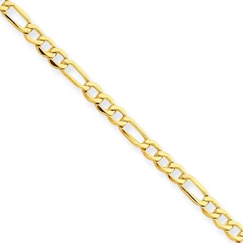 ANKQGBC120-10 14k 2.5mm Semi-Solid Figaro Chain