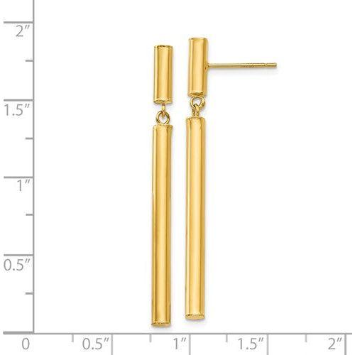 EARDDQGE812 14k Fancy Dangle Round Tube Earrings