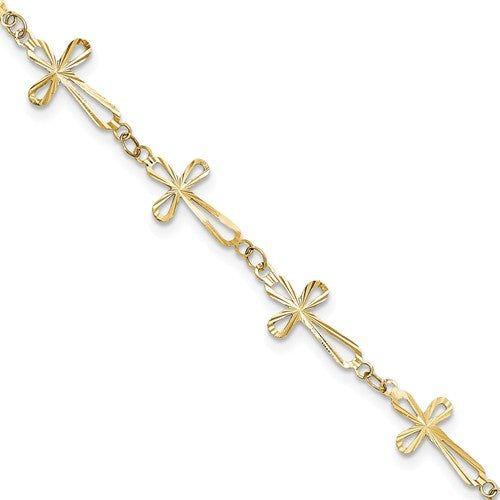 Yellow gold hot sale cross bracelet