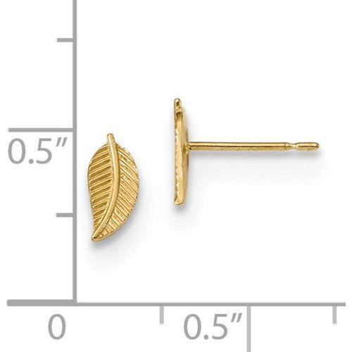 EARBBQGGK940 14k Madi K Kids Leaf Post Earrings