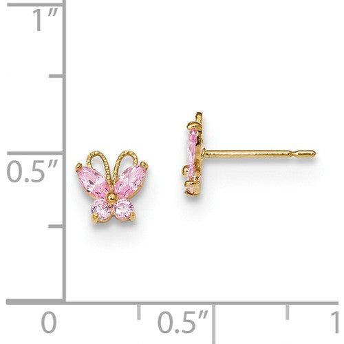 EARBBQGGK943 14k Madi K Kids Pink CZ Butterfly Post Earings