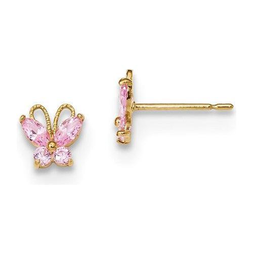 EARBBQGGK943 14k Madi K Kids Pink CZ Butterfly Post Earings