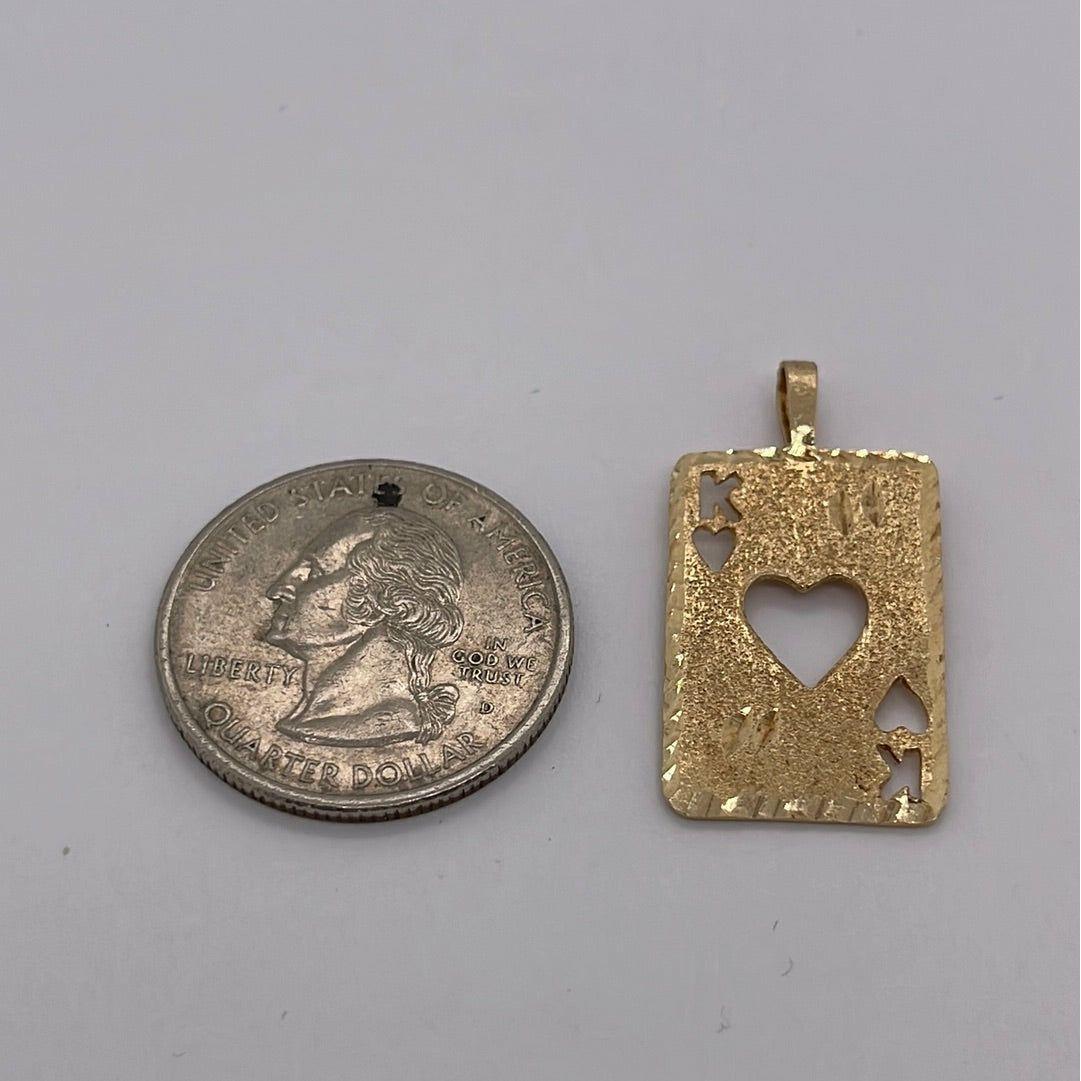 14K Yellow Gold King Playing Card Charm Pendant P030