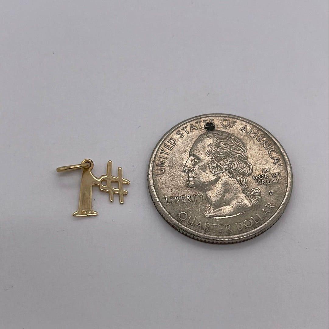 14K Yellow Gold #1 Charm Pendant P047