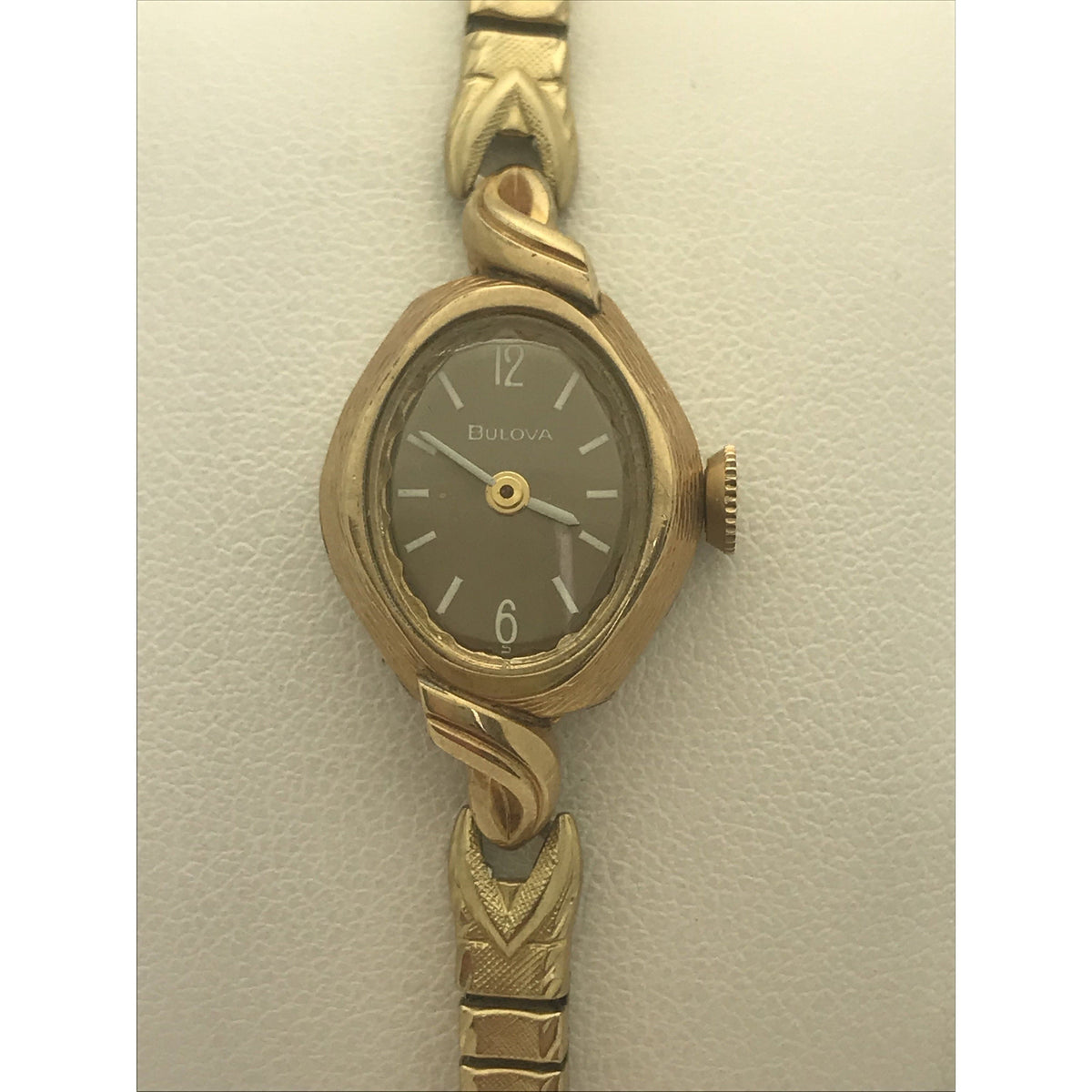 Bulova Ladies 10K RGP Bezel Stainless Steel Back Stretch Band Watch Z444785