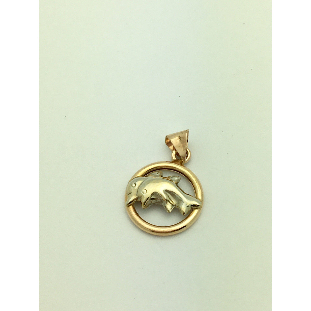CHARJ020 14K Two Toned Gold Two Dolphins Charm