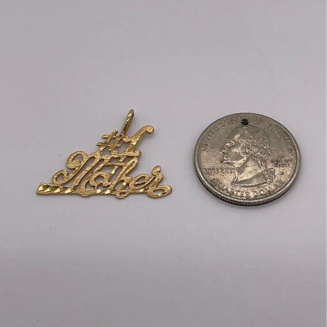 14K Yellow Gold #1 Mother Charm Pendant P005