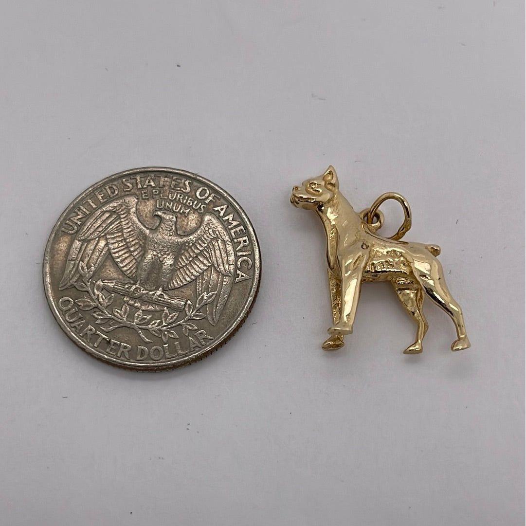 14K Yellow Gold Dog Charm Pendant P065
