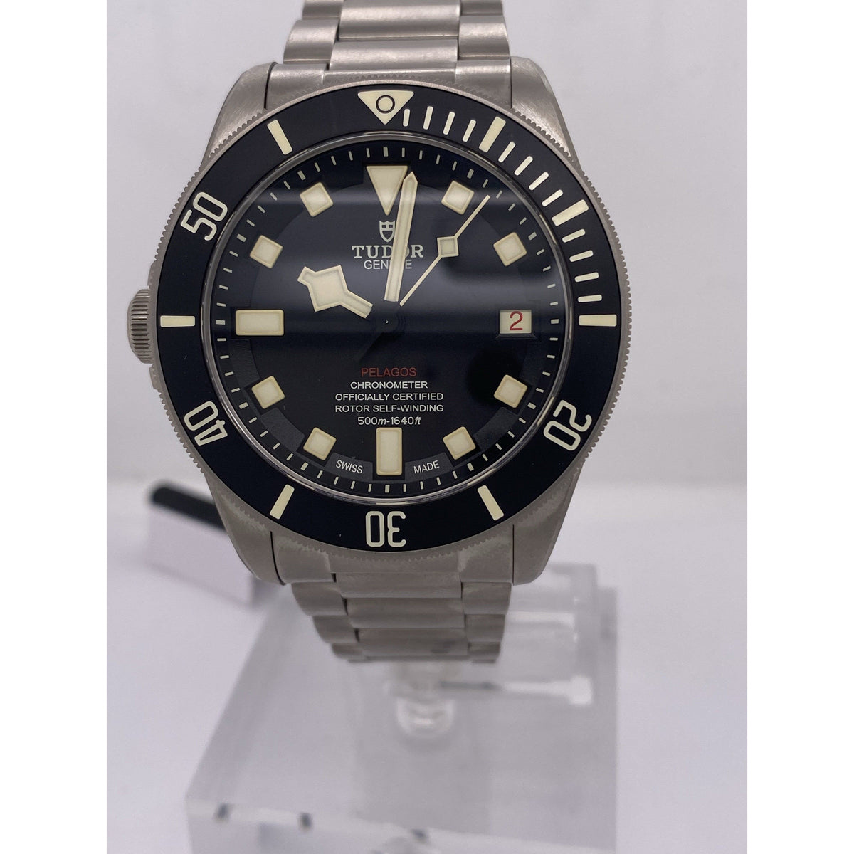 Tudor Men's Pelagos Chronometer Self-Winding 500M Black Dial Titanium Watch 25610T
