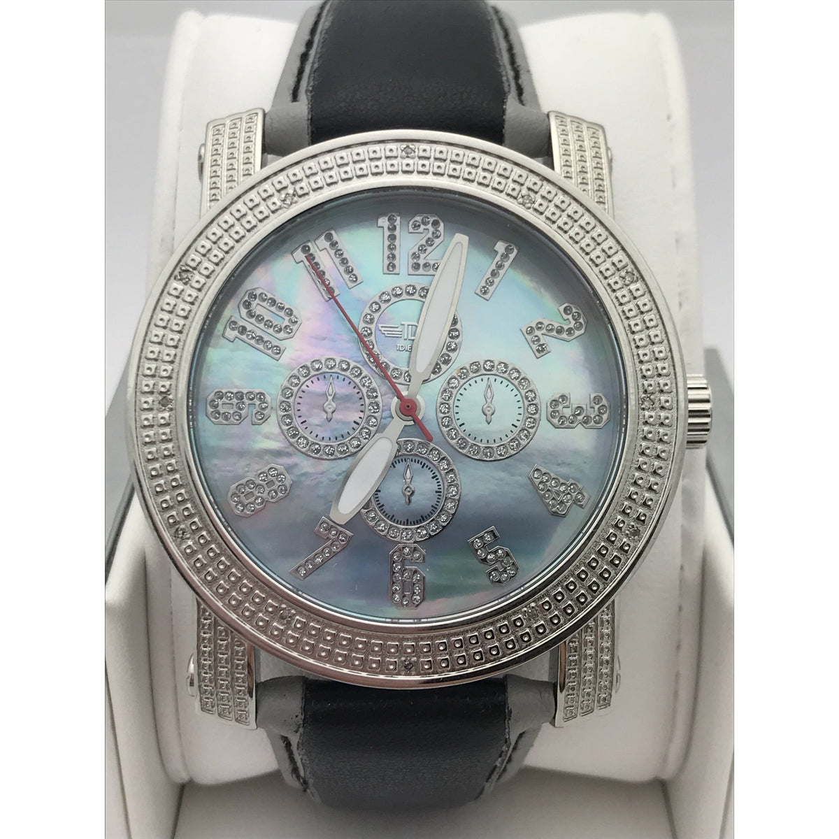 TDiezel Men's Mother of Pearl Dial Black/Gray Leather Band Watch RS-8363M