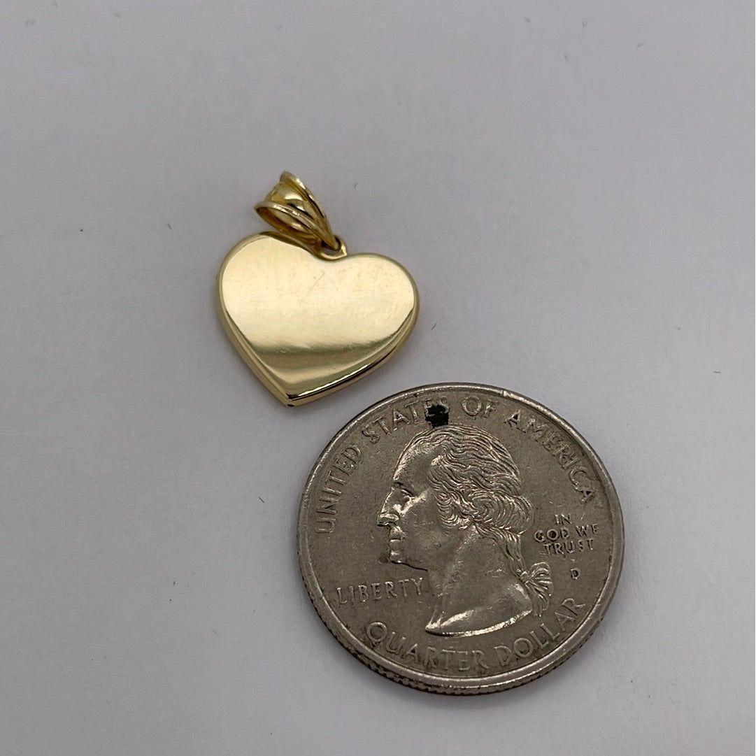 14K Yellow Gold Heart Charm Pendant P033