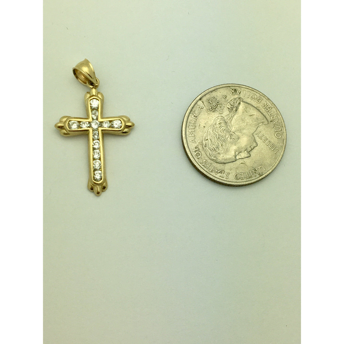 CHARJ039 14K Yellow Gold Cross with Diamonds Charm
