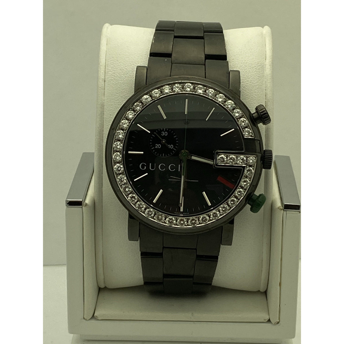 Gucci Men's 2.00CT. 39 RDS Bezel Black Dial Black Stainless Steel Watch 101M