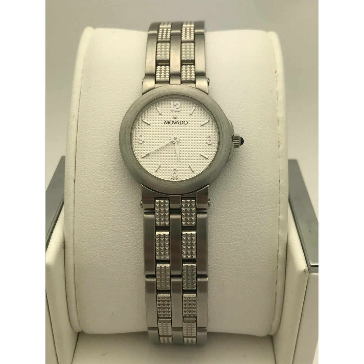 Movado Ladies Silver Tone Dial Stainless Steel Bracelet Watch 060374