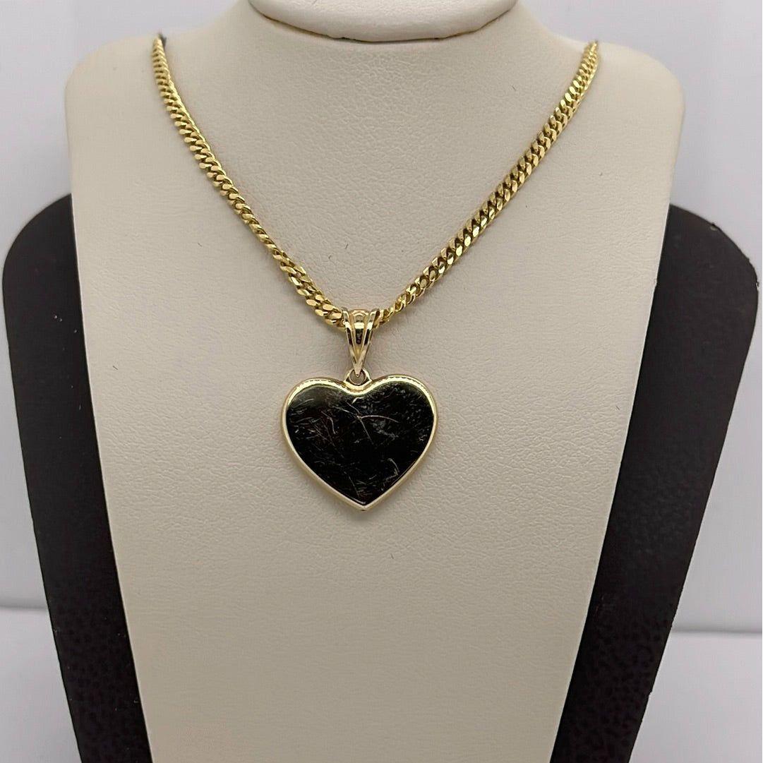 14K Yellow Gold Heart Charm Pendant P033