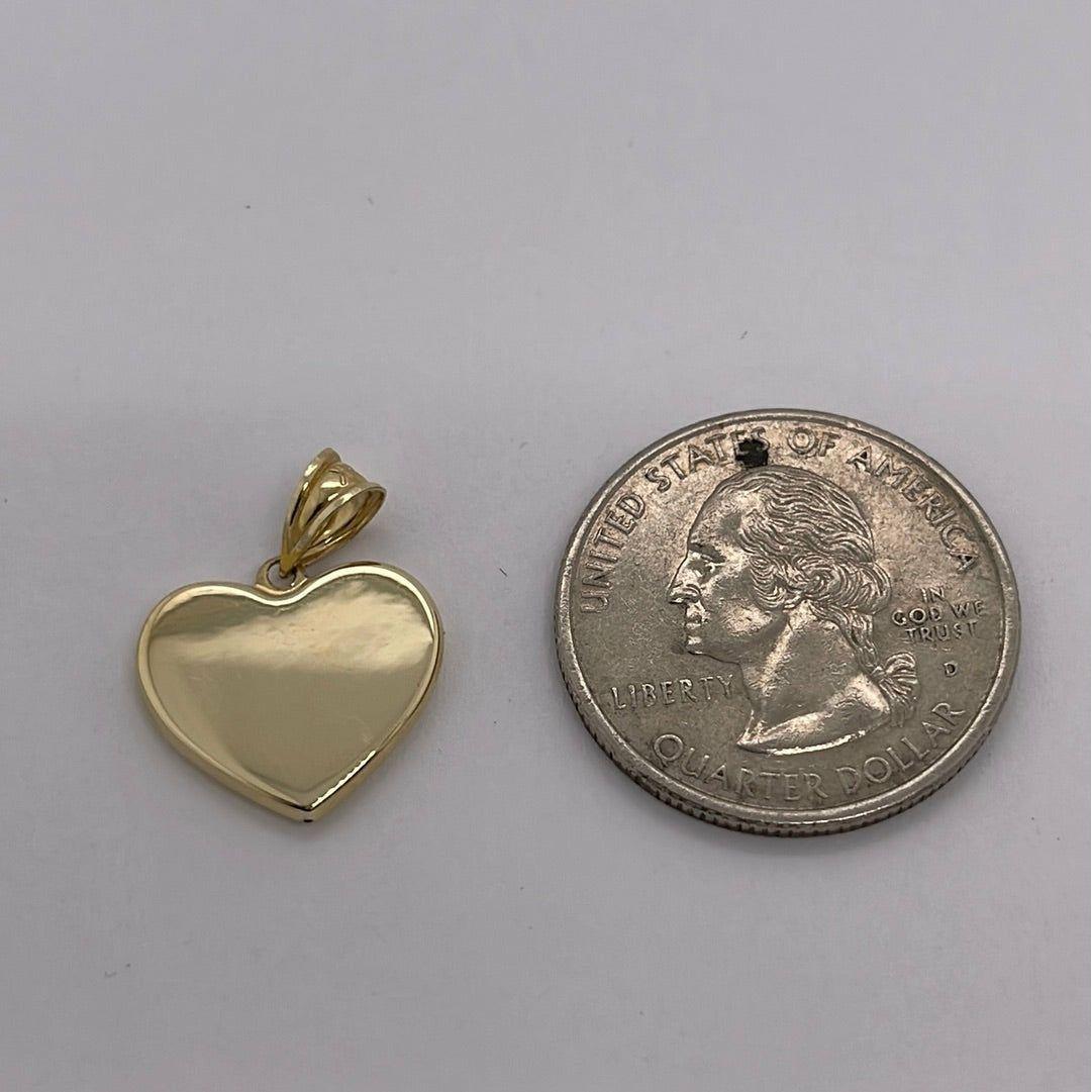 14K Yellow Gold Heart Charm Pendant P033