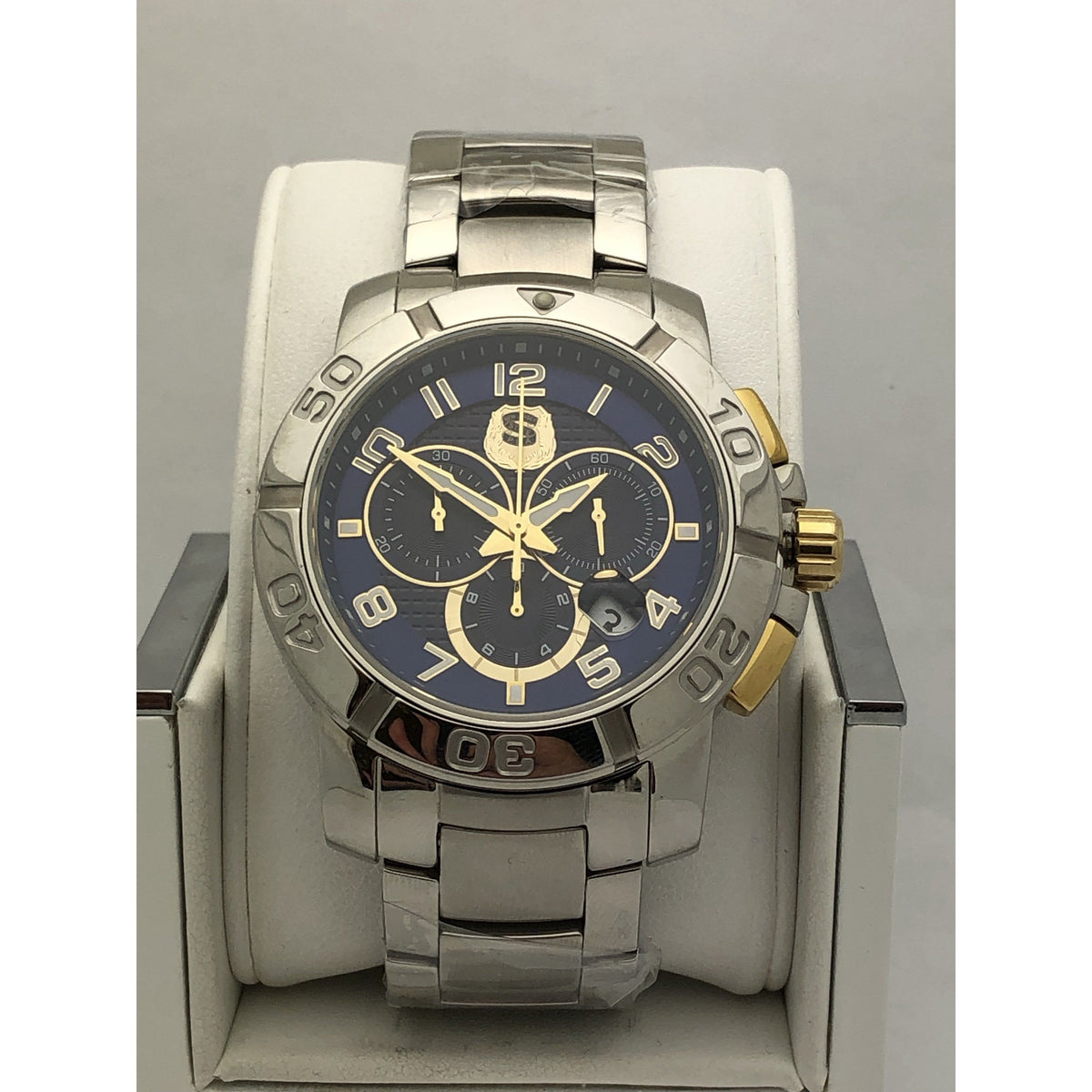 NJSPBA Men's Blue Dial Stainless Steel Bracelet Watch 368/1000