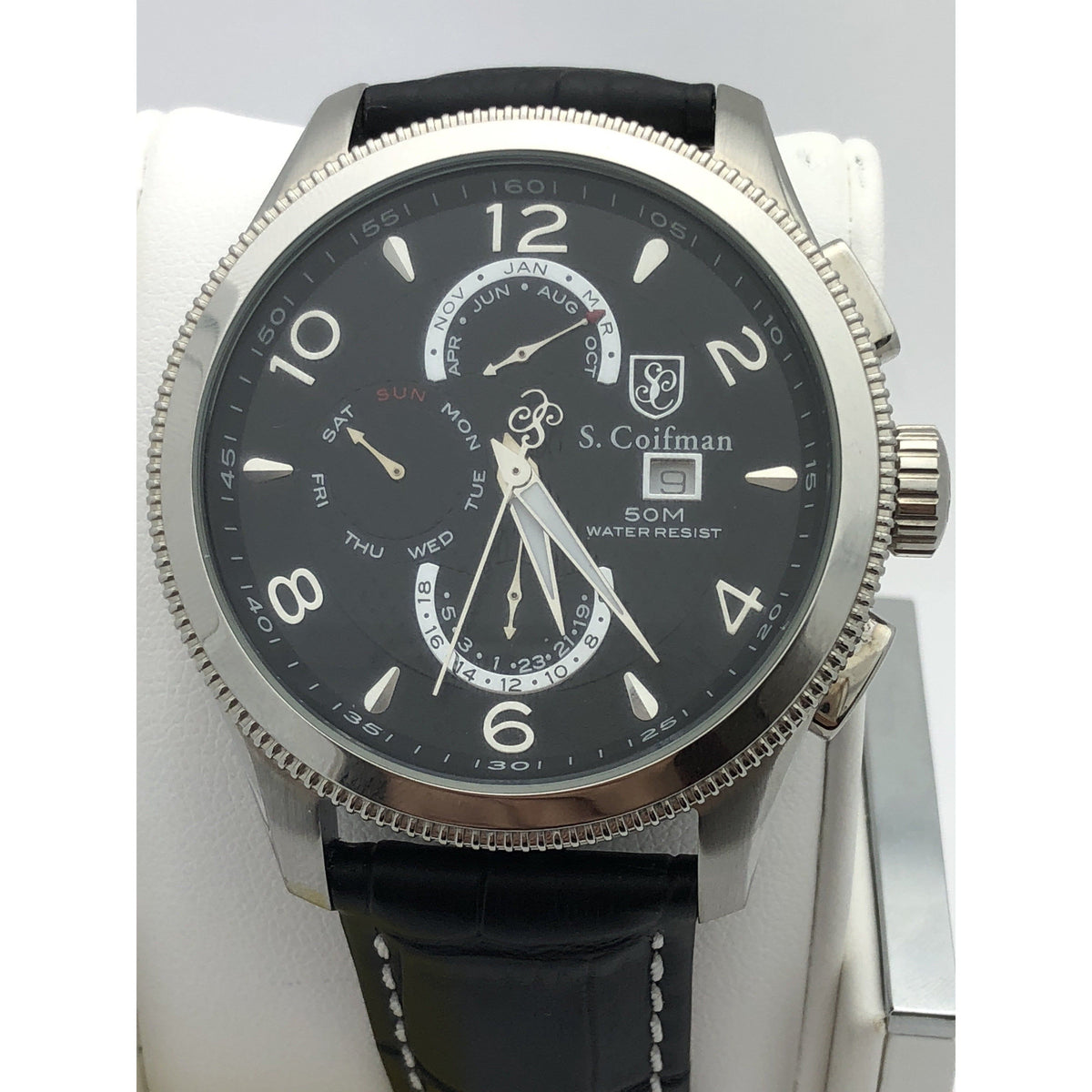 S. Coifman By Invicta Men's Silver Stainless Steel Case Black Band Watch SC0105