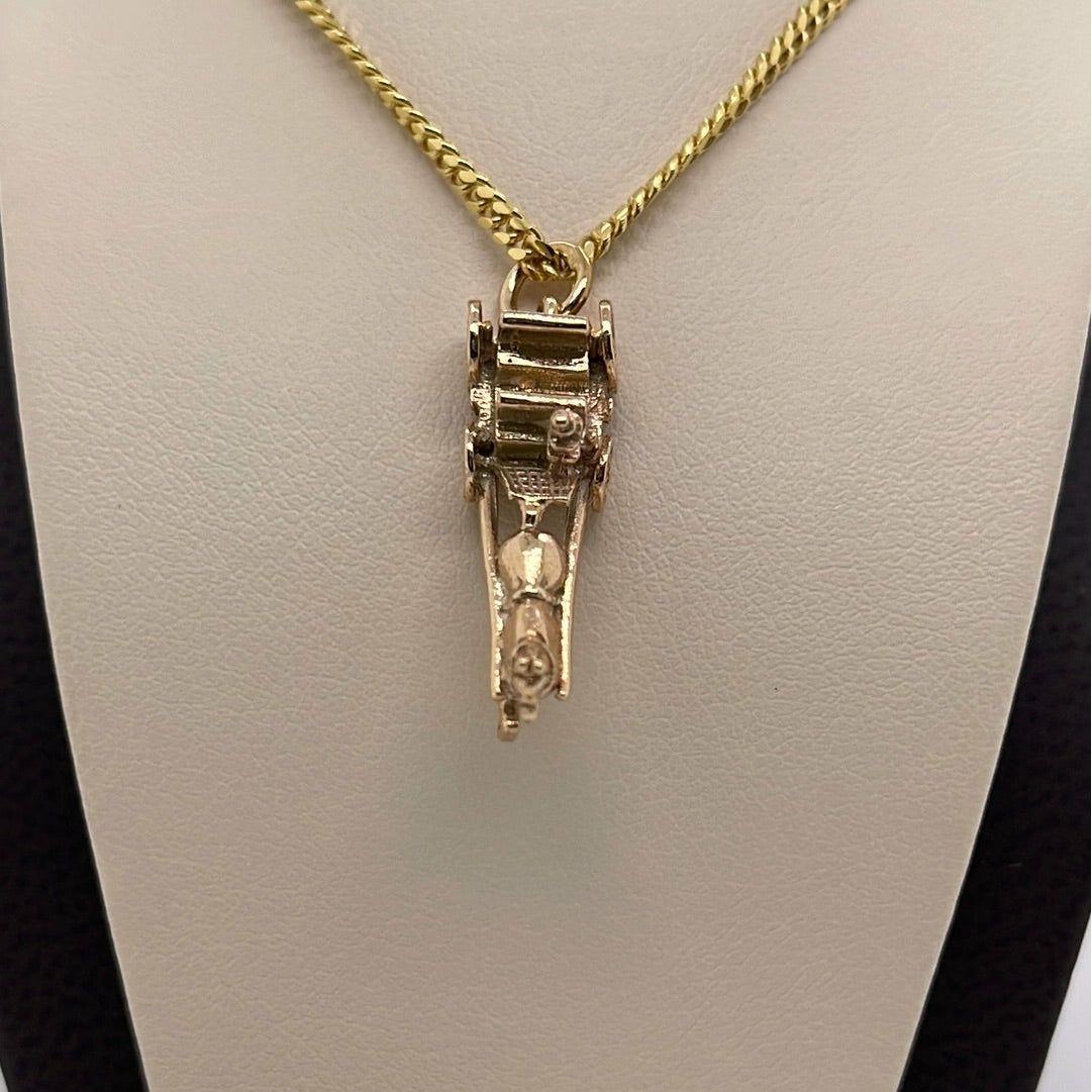 14K Yellow Horse Carriage / Boy Charm Pendant P057