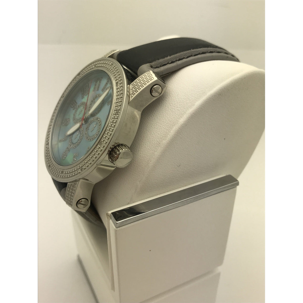 TDiezel Men's Mother of Pearl Dial Black/Gray Leather Band Watch RS-8363M