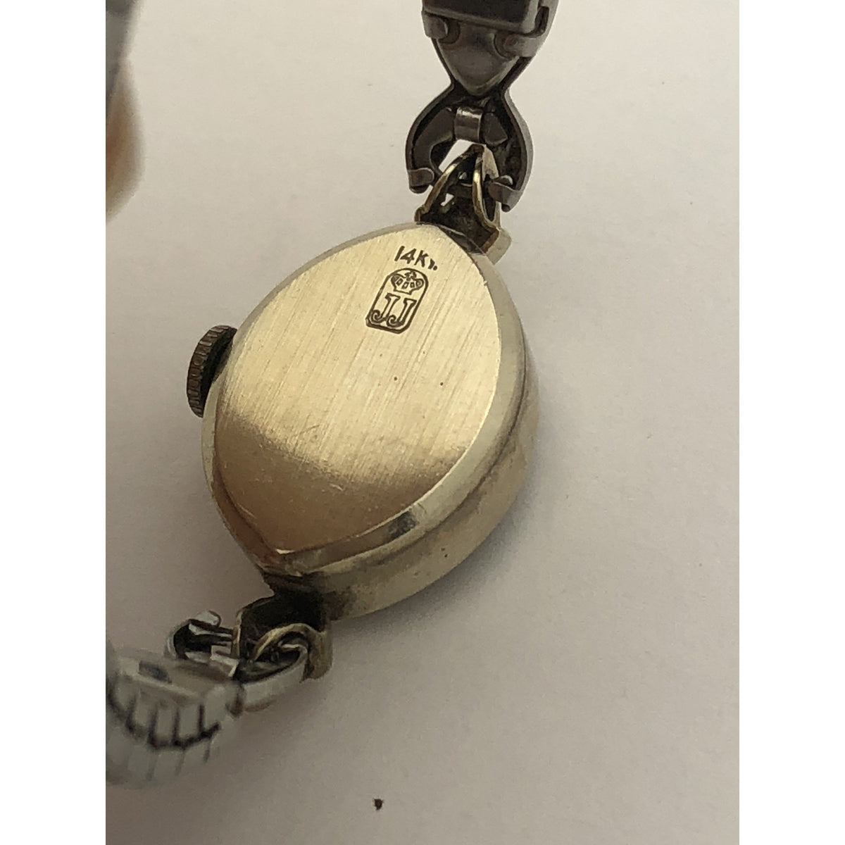 Jules Jurgensen Ladies 14K Silver Dial Silver Tone Stainless Steel Watch 8490