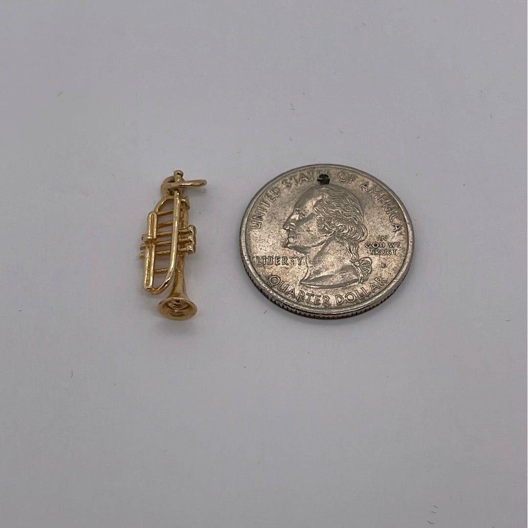 14K Yellow Gold Trumpet Charm Pendant P044