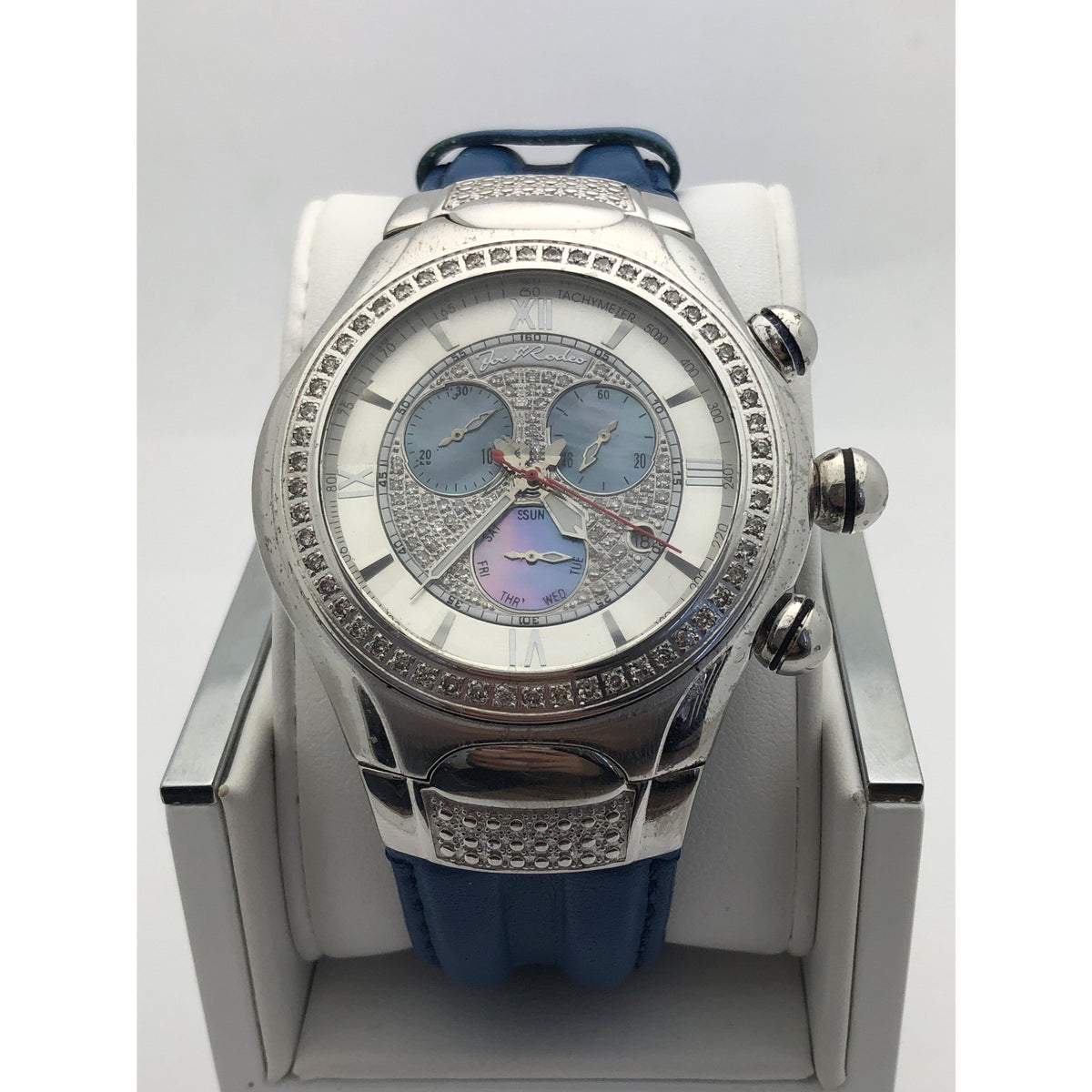 Joe Rodeo Men's Stainless Steel Leather Blue Band Watch RJ00470