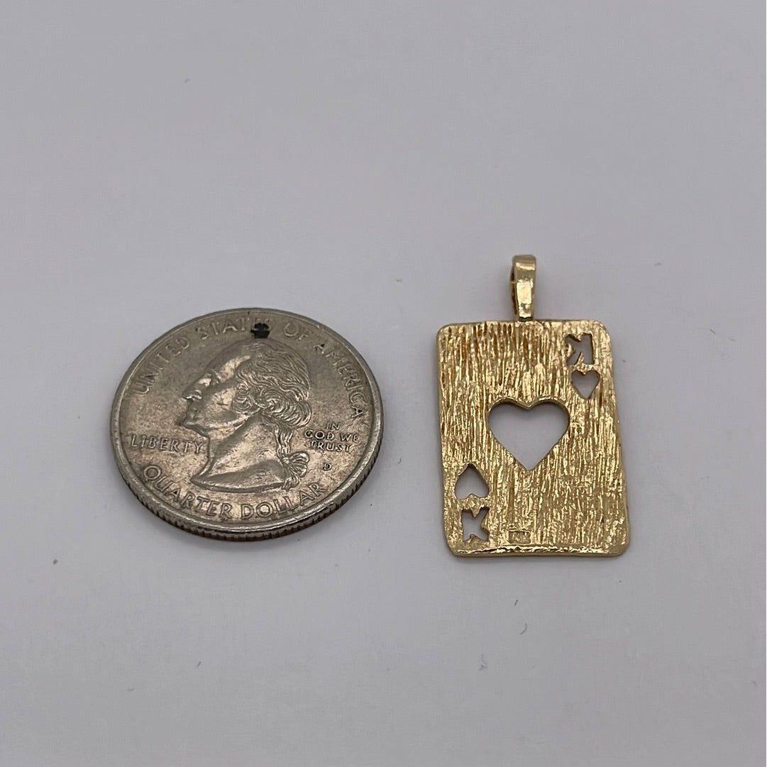14K Yellow Gold King Playing Card Charm Pendant P030