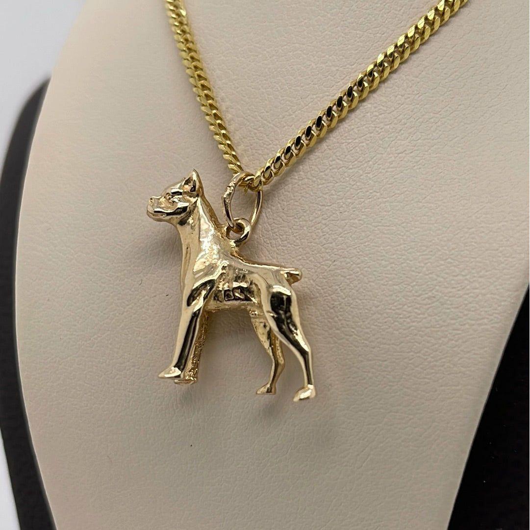 14K Yellow Gold Dog Charm Pendant P065