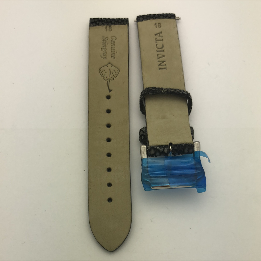 STPBL18MM004 Invicta Black Genuine Stingray Strap OEM With Stainless Steel Buckle