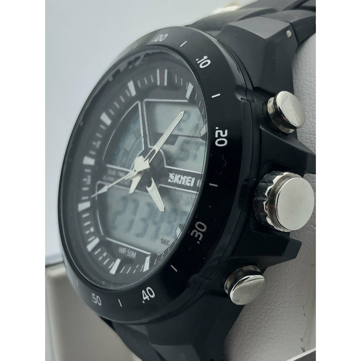 SKMEI Men's Dual Time Alarm Chrono Black Strap Watch 1016