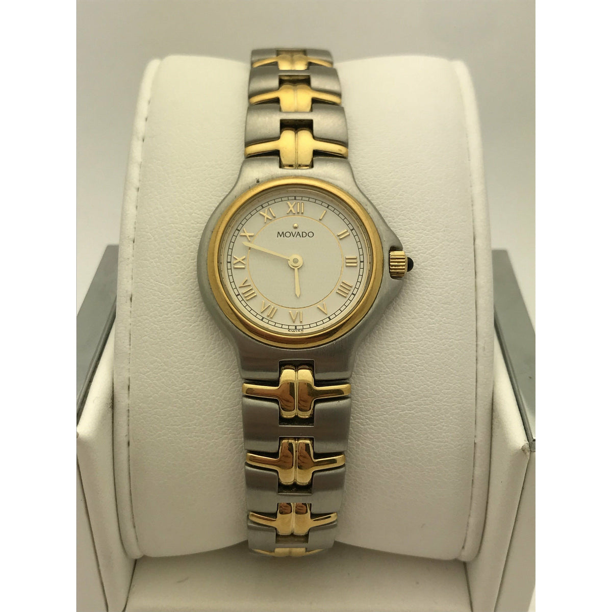 Movado Ladies White Dial Two Tone Stainless Steel Bracelet Watch 0603917