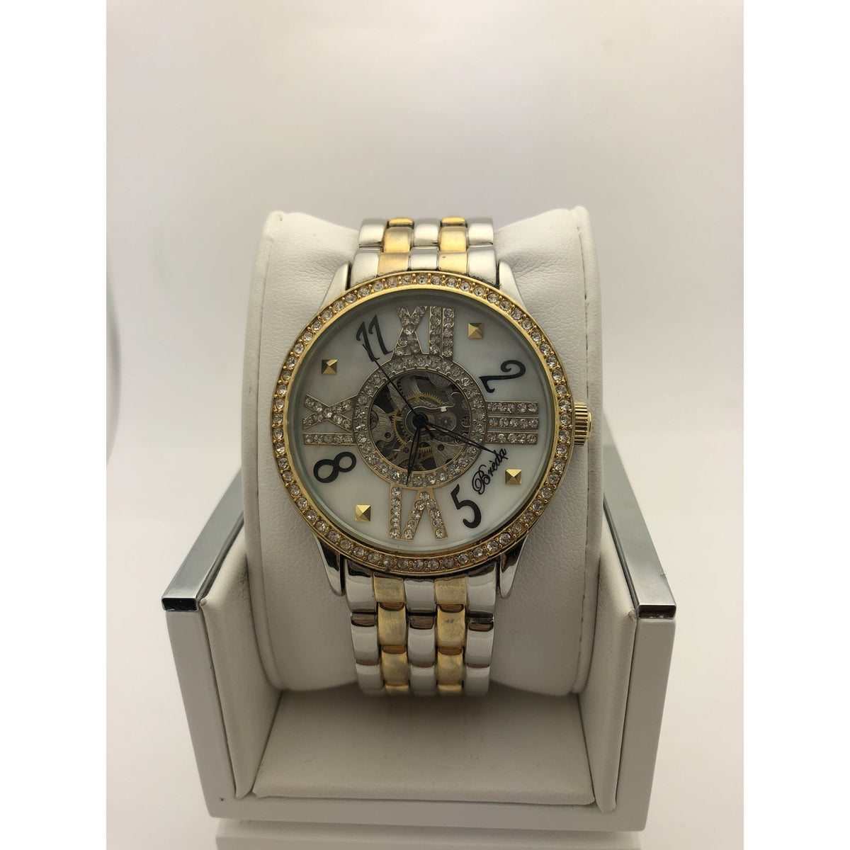 Breda Unisex Silver Dial Two Tone Stainless Steel Watch 1239-1