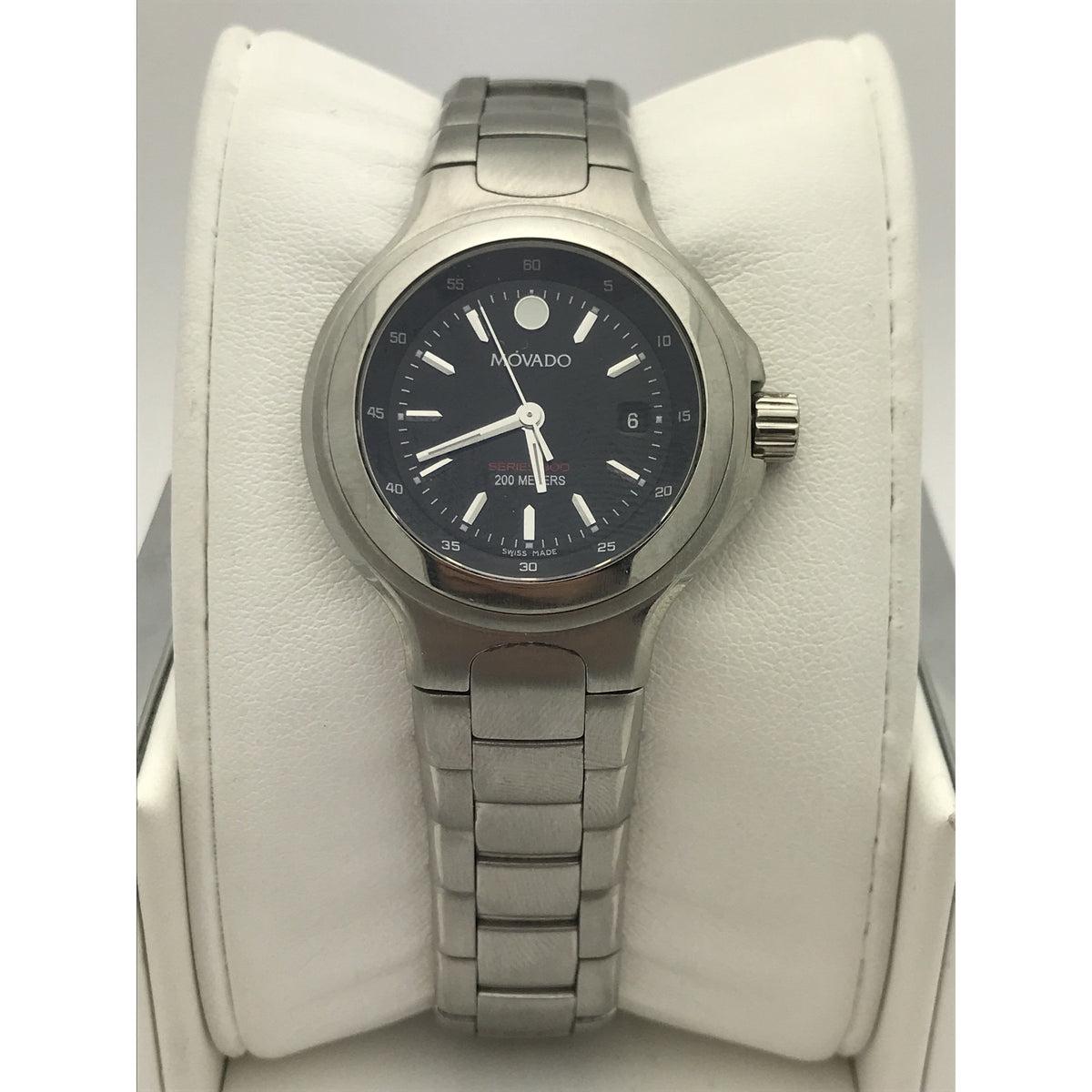 Movado Ladies Series 800 Black Dial Stainless Steel Bracelet Watch 8817561