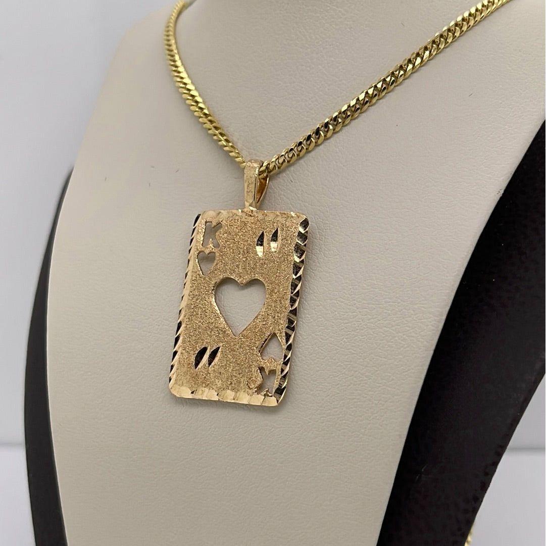 14K Yellow Gold King Playing Card Charm Pendant P030