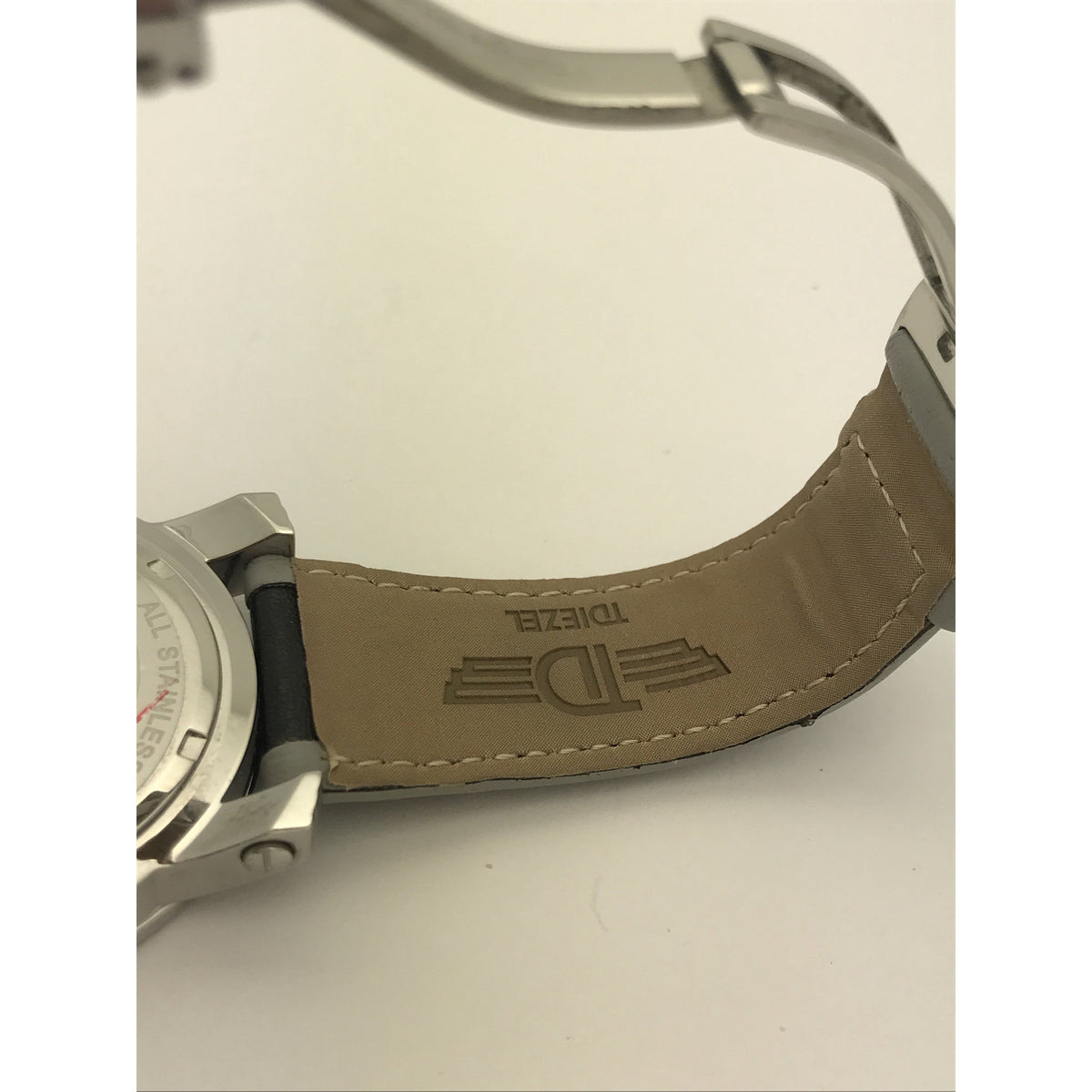 TDiezel Men's Mother of Pearl Dial Black/Gray Leather Band Watch RS-8363M