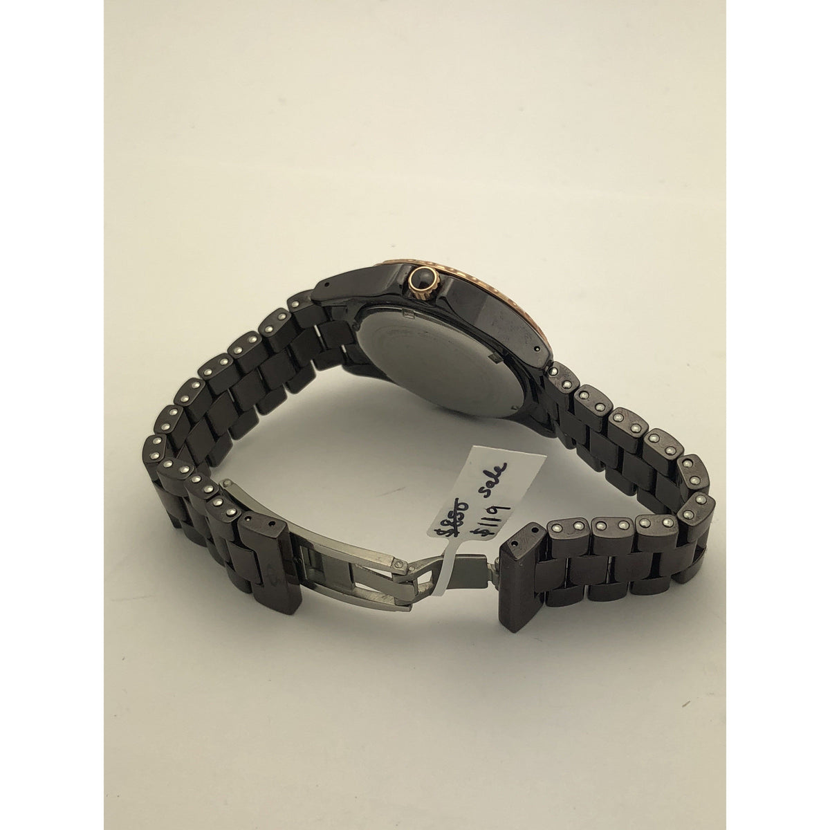 Oniss Ladies Ceramic Date Indicator Maroon Dial Watch ON6200-LRG