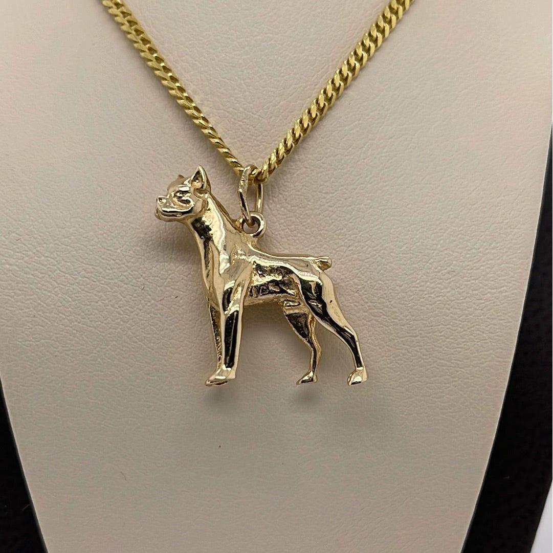 14K Yellow Gold Dog Charm Pendant P065