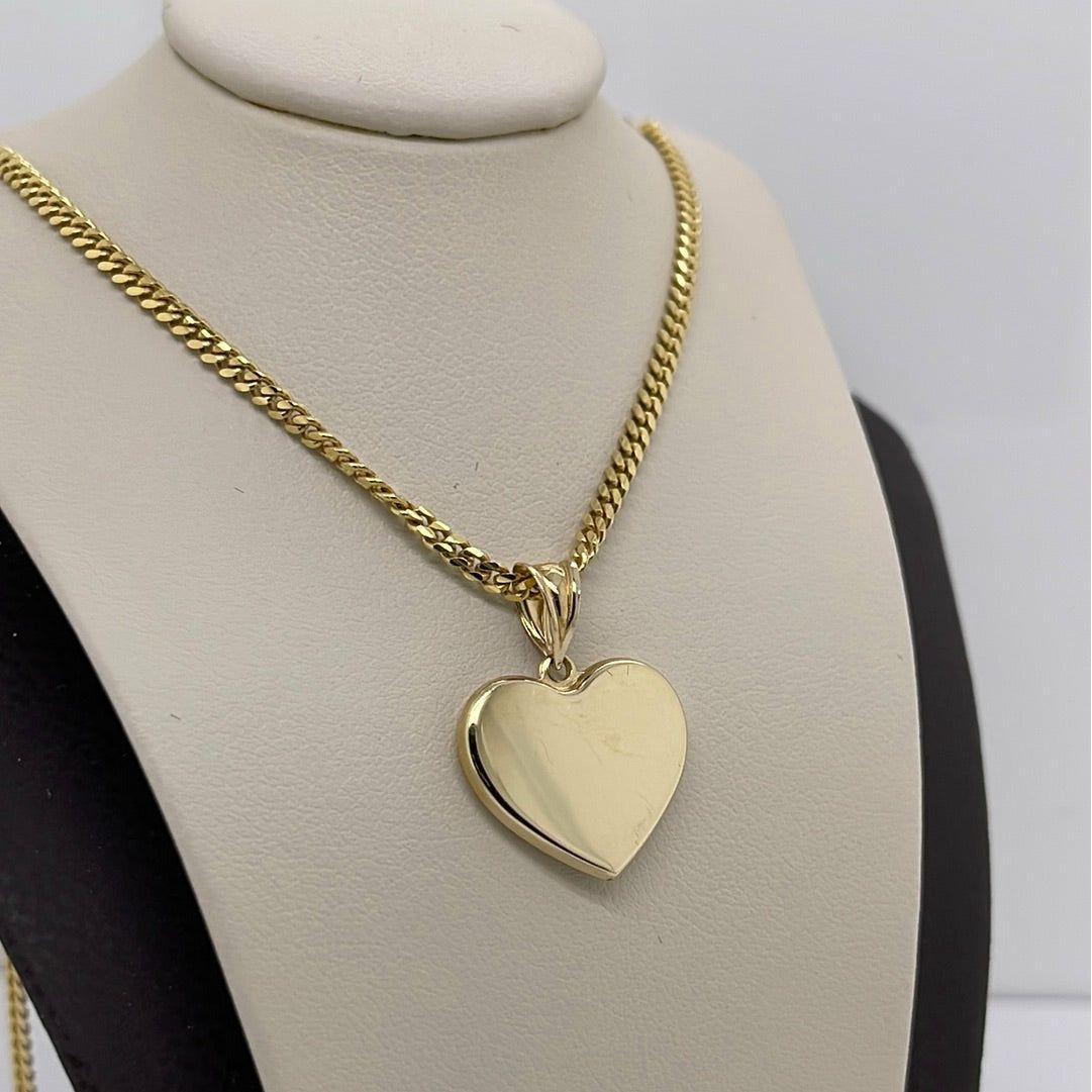 14K Yellow Gold Heart Charm Pendant P033